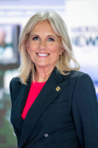 NEW YORK, NY - SEPTEMBER 06: Jill Biden discusses "Walk of America" as she visits "America's Newsroom" at Fox News Channel Studios on September 6, 2018 in New York City. (Photo by Roy Rochlin/Getty Images)